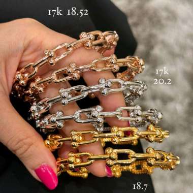 Gelang Bangle Rantai Clip Warna Koleksi Josean Elegant Emas Asli Rose 18.52gr/750