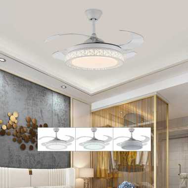 Kipas Angin Gantung Lampu LED Tri Color with Remote Control