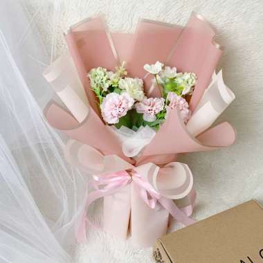 Buket Bunga Wisuda Artificial Bouquet Mawar Plastik Pink
