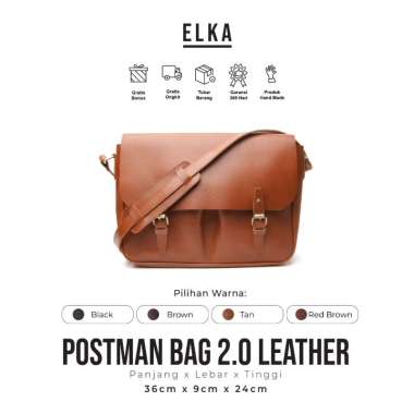 Supervice - - Bag - Tas Selempang Postman Bag 2.0 Kulit Asli Black