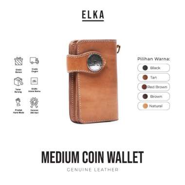 Supervice - - Wallet - Dompet Pria Wanita Medium Coin Kulit Asli - Gratis Laser Nama Brown