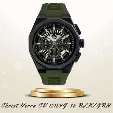 Christ Verra CV 12189G-36 BLK/GRN Jam Tangan Pria Original