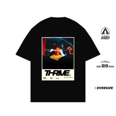 Aerostreet T Shirt Oversize Thrive Hitam Kaos FADAA S