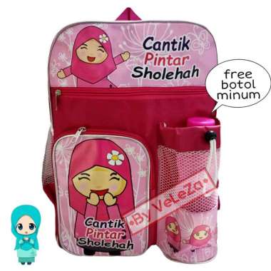 Tas anak ransel perempuan muslimah gratis paket pinsil jam tangan botol minum - tas anak Tas ransel
