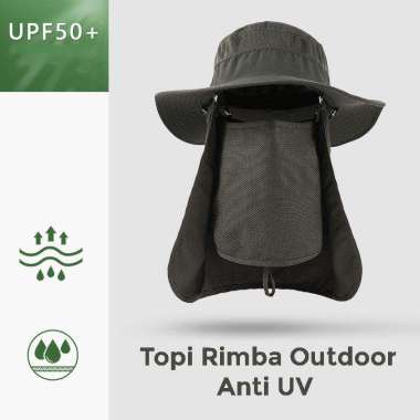 Topi Rimba Outdoor Anti UV Waterproof Booonie Hat Polyester GL001 Cowok Pria Brended Cowo Inport Mah