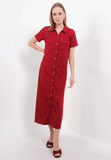 X8 Ursula Dresses - dress wanita maroon S MAROON