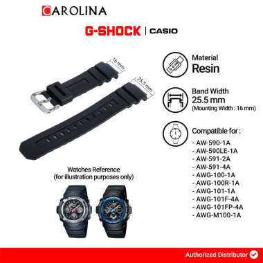 Tali Strap G-Shock AW-590 / AW-591 / AWG-100 / AWG-101 / AWG-M100 25.5mm Black Resin 10273059