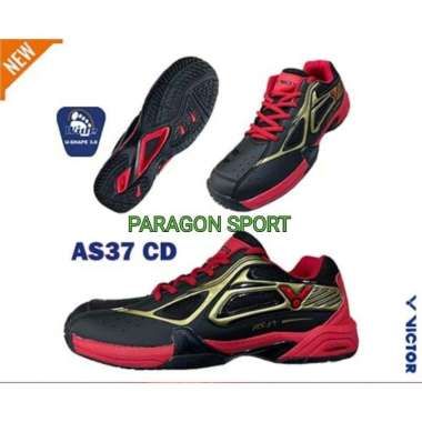 Sepatu Badminton Victor AS37 / AS 37 42 ( 27 cm ) BLACK RED GOLD