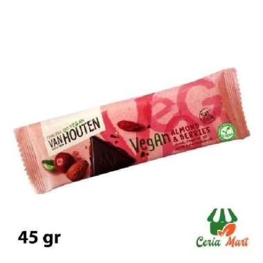 Coklat Van Houten Vegan Almond Berries 45 gr Plant Based Chocolate
