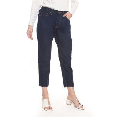 2nd RED Celana Katun Denim Mom Jeans Blue Black 242001 M