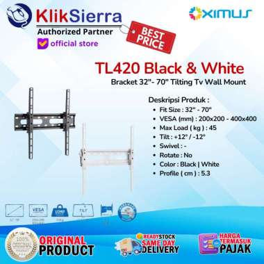 Bracket Monitor TV 32" - 70" OXIMUS TL420 Black Wall Mount Tilt Hitam