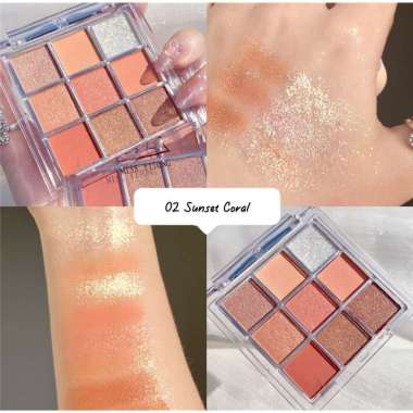 AMY'S DIARY Transparent 9 Color Eyeshadow Palette Waterproof SUNSET CORAL