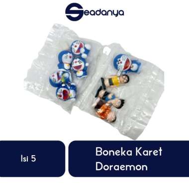 Hiasan Kuetar Karet Doraemon Isi5 Dekorasi/Mainan/Pajangan-Perlengkapan Kue/Cake/Makanan/Kuetart