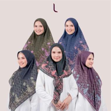 Elzatta Hijab Kerudung Jilbab Segi Empat Scarf Motif Premium Obelia Rose Hitam