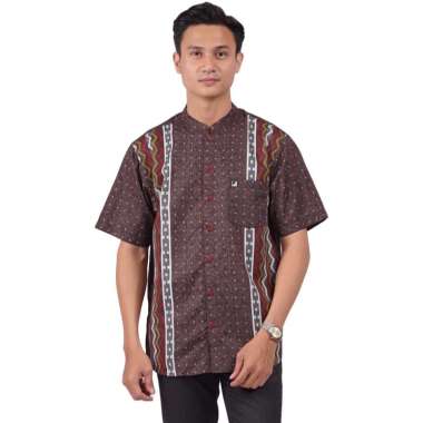 Elzatta Baju Kemeja Koko Pria Dewasa Lengan Pendek Dobby Tribal S