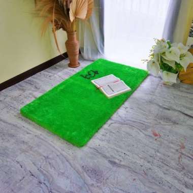 Sajadah Antislip bulurasfur polos ukuran 115 cm x 65 cm x5.5 isi busa LP HIJAU DAUN
