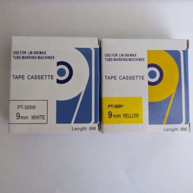 LABEL TAPE PUTY PT309W PT309Y 9MM X 8M FOR LM-300 MAX PT 309W 309Y YELLOW