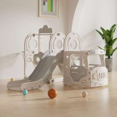 [BISA INSTANT✓] DENO KISUBO Perosotan Anak Kids Playground 4in1 Swing Slide Basket Ring Bus Ride 048