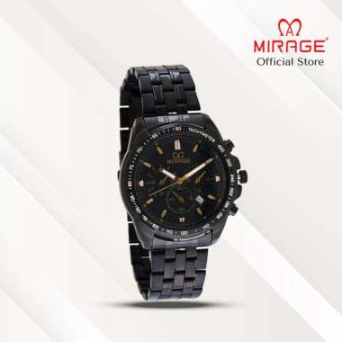 Mirage Jam Tangan Pria Analog 8883 M Full Black Original Stainless Plat Hitam