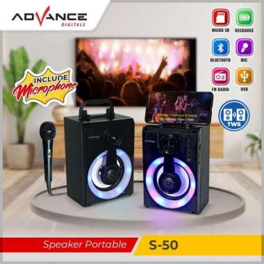 Advance TWS S50 Speaker Bluetooth Advance S-50 Free Mic Black