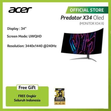 ACER MONITOR PREDATOR X34 X OLED 1440P ULTRAWIDE CURVED 240HZ