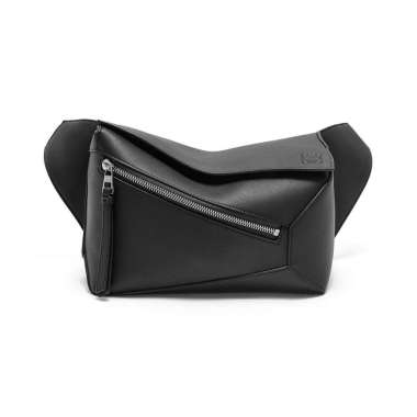 Loewe Small Puzzle Edge Bumbag in Classic Calfskin Black Shw Black