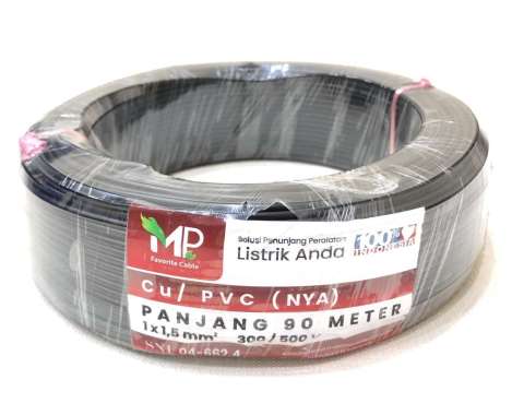 Kabel Listrik MP Favorite NYA 1x1.5MM x 90M Hitam Tembaga Murni