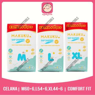 MAKUKU SAP DIAPERS COMFORT FIT PANTS M60 L54 XL44 POPOK CELANA = XL44+6