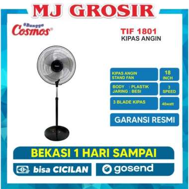 PROMO KIPAS ANGIN STAND FAN COSMOS TIF 1801 S KIPAS ANGIN BERDIRI packing bubble