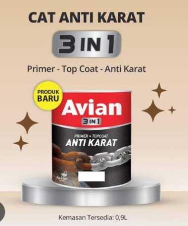 Cat Anti Karat Avian 3 in 1, cat dasar (meni), anti karat dan cat besi avian 3 in 1 hitam