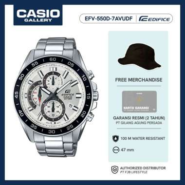 Casio Jam Tangan Pria Edifice EFV-550D-7AVUDF Original Analog Silver