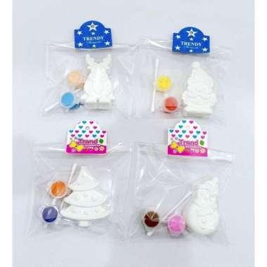 Mainan Edukasi Lukis Melukis Paket Mewarnai Patung Gypsum Plastik DIY PATUNG CHRISTMAS NATAL Set Luk