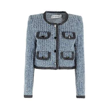 [12.12 Dealcember] Self Portrait Embroidered Tweed Jacket Blue 6 Blue
