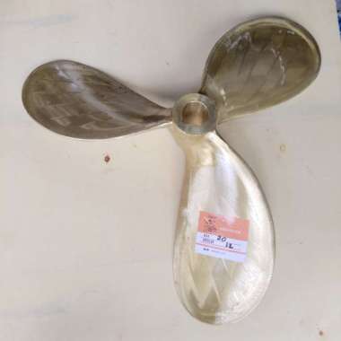 Kipas Kapal Wheel Propeller Kuningan 20 inch 3 daun Panjang lubang As 1.1/4 inch Putaran Kanan