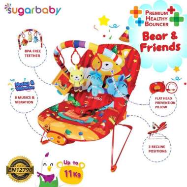 Sugar Baby Premium Healthy Bouncer 3 Recline Baby Bouncer Bear & Friends