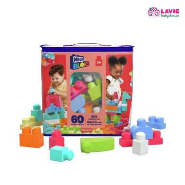 Mega Bloks 60 Piece First Builders Big Building Bag - Pink