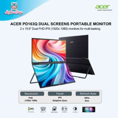 ACER PORTABLE MONITOR PD163Q DUAL SCREEN 15.6" FHD IPS ADAPTIVE SYNC