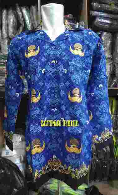 Kemeja Batik Korpri Wanita Kerah Hitam - Kemeja Batik ASN Korpri L