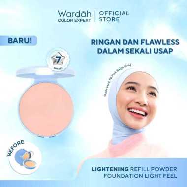 NEW! Wardah Refill Lightening Powder Foundation Light Feel 12 g - Bedak Padat Medium-Buildable Cover