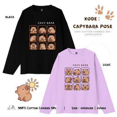 ELLIPSESINC Kaos Oversize Lengan Panjang Unisex Capybara Pose PANJANG OVERSIZE MUSTARD