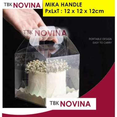 BOX MINI / KOTAK KUE MINI / KOTAK KUE KOREA / WADAH KUE KECIL MIKA HANDLE 12x12x12