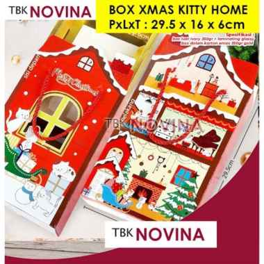 KOTAK KUE NATAL / BOX CAKE NATAL / BOX MERRY CHRISTMAS / KOTAK KUE TART CAKE KITTY HOME (XM-126)
