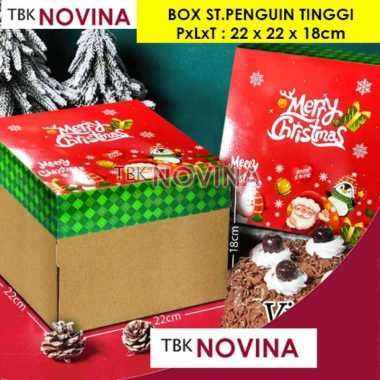 KOTAK KUE NATAL / BOX CAKE NATAL / BOX MERRY CHRISTMAS / KOTAK KUE TART CAKE PENGUIN TINGGI (207)
