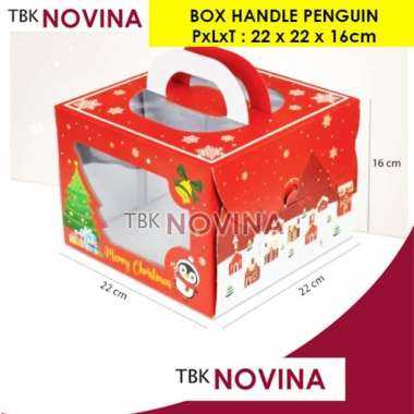 KOTAK KUE NATAL / BOX CAKE NATAL / BOX MERRY CHRISTMAS / KOTAK KUE TART CAKE RED HANDLE-25 (195)