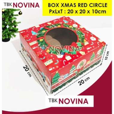 KOTAK KUE NATAL / BOX CAKE NATAL / BOX MERRY CHRISTMAS / KOTAK KUE TART CAKE RED CIRCLE-20 (236)