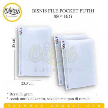 5 PCS BISNIS FILE POCKET / BUSINESS FILE KANTONG / MAP SNEL PLASTIK PUTIH - BIG