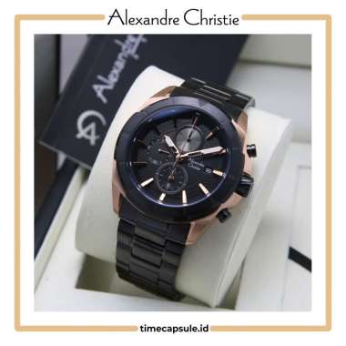 Jam Tangan Pria ALEXANDRE CHRISTIE Original AC 6596 MC BLACK ROSEGOLD