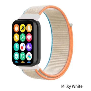 Strap Nylon Xiaomi Band 9 Pro Tali Jam Tangan Xiaomi Mi Band 9 Pro Milky White