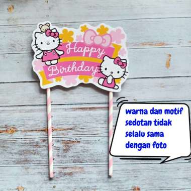 topper cake sedotan hiasan dekorasi kue ulang tahun tema hello kitty