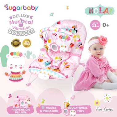 Sugar Baby New Deluxe Musical Vibration Bouncer/Ayunan Bayi/Bouncer Bayi Hola - Pink
